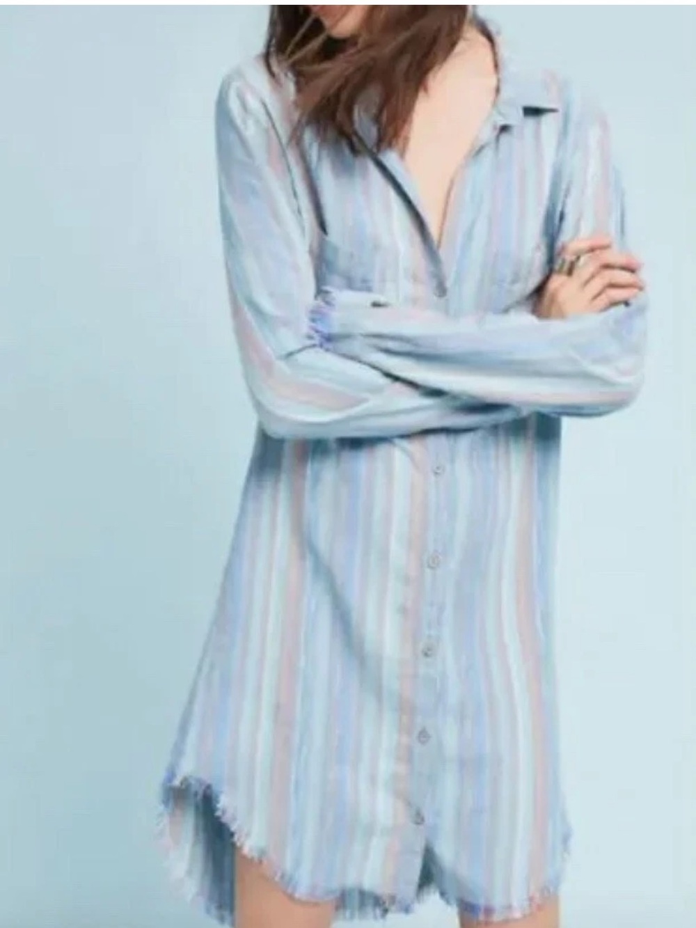 Natural Reflections Light Blue Pink Pastel Striped‎ Button-Down Shirt. Size XL.